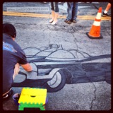 Batmobile, the chalk drawing. Burbank Car Show - July 27th, 2013